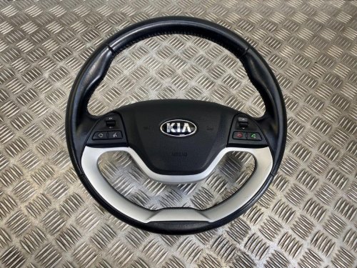 11-17 KIA PICANTO MK2 MULTIFUNCTION LEATHER STEERING WHEEL WITH BAG *SCRATCHED